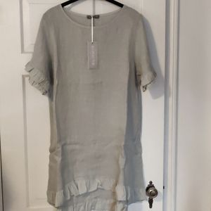 Pistache Grey Linen Dress